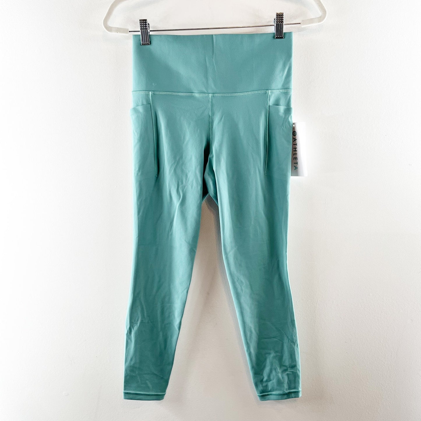 Athleta High Rise Salutation Stash Pocket 7/8 Leggings Green Small