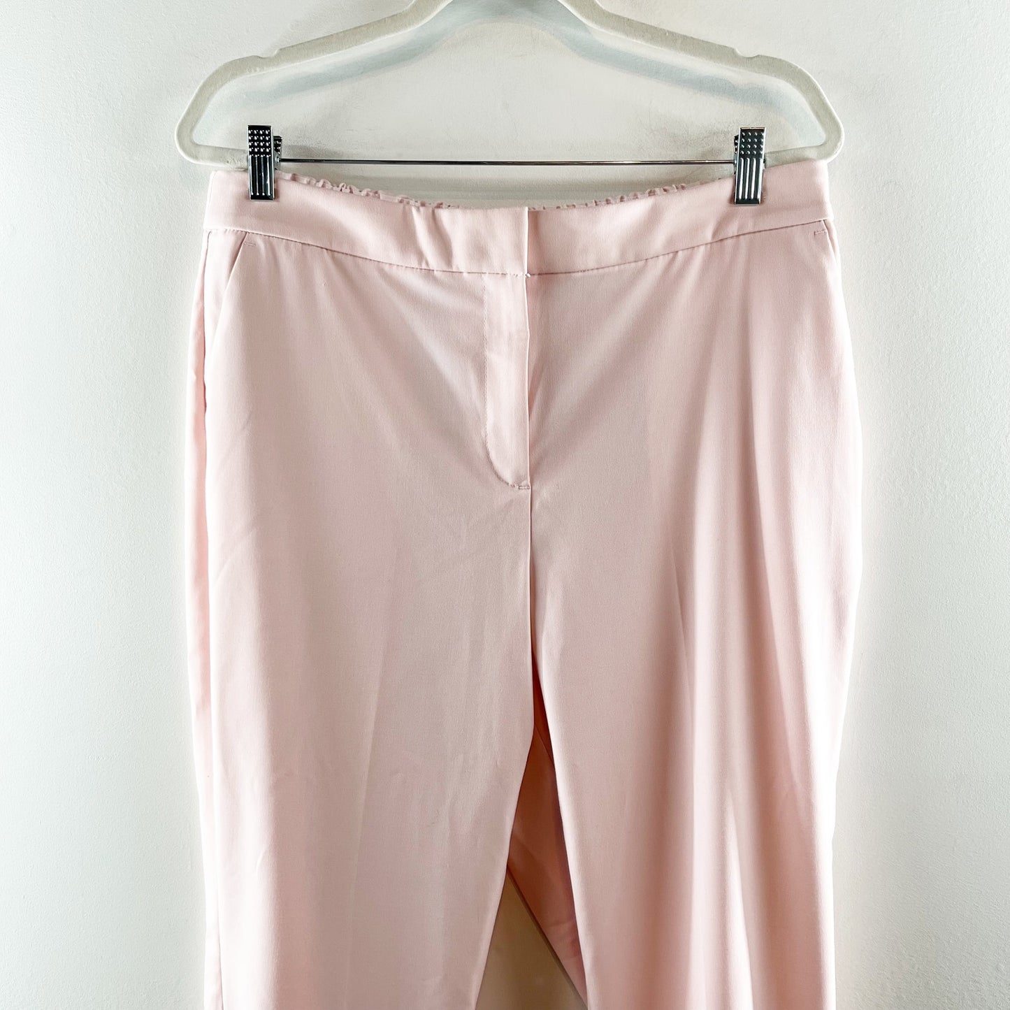 J. Crew High Rise Elastic Back Waist Straight Leg Trouser Pants Pink 14
