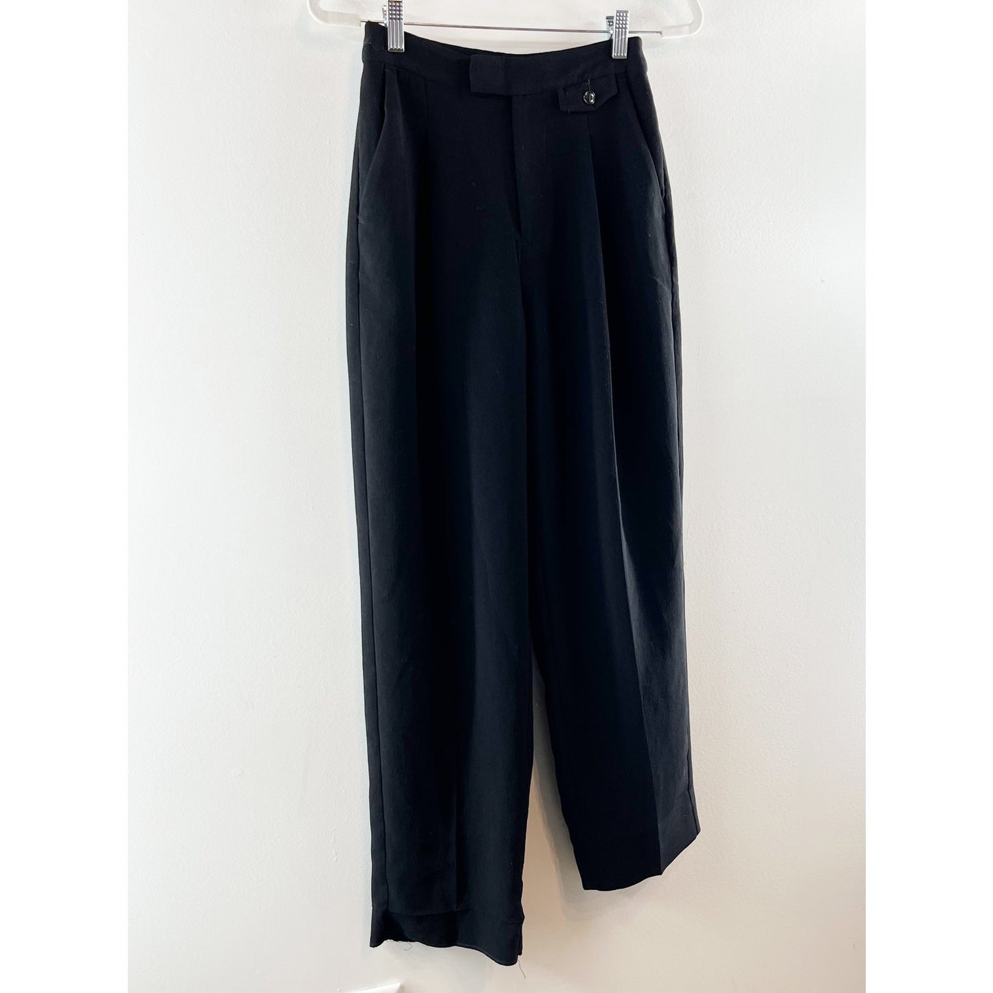 Madewell The Rosedale Hi-Rise Straight Relaxed Crepe Pleated Pant True Black 00