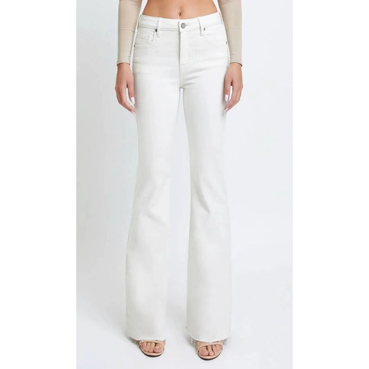 Just Black Denim High Rise Flare Raw Hem Jeans White 27