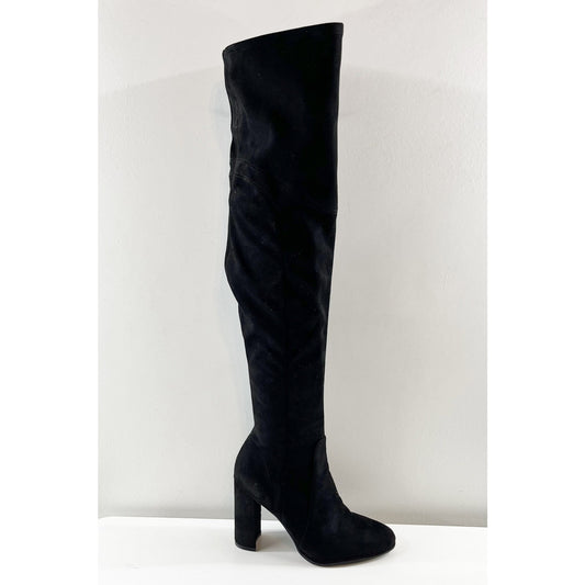 Marc Fisher Over The Knee Suede OTK Block Heel Boots Black 7.5