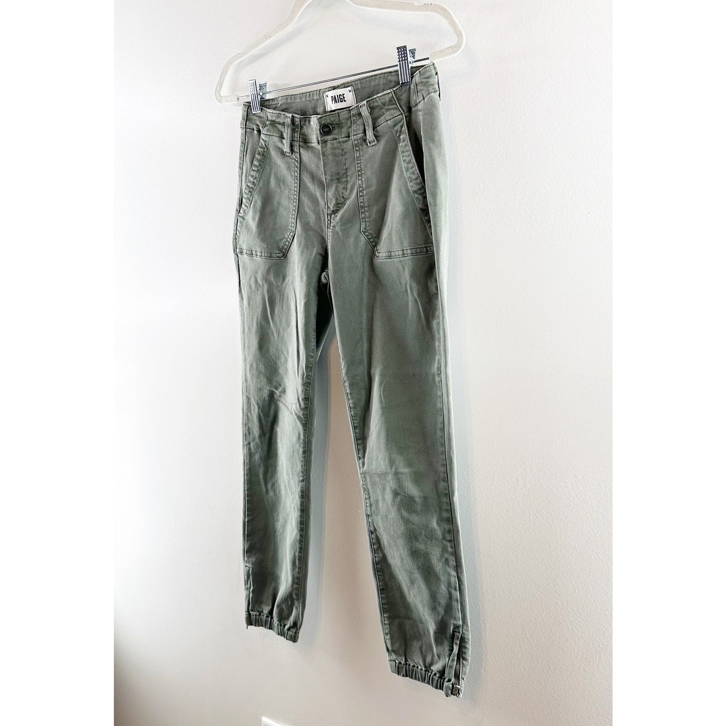 Paige Mayslie High Rise Cropped Jogger Pants Vintage Ivy Green 25 / 0