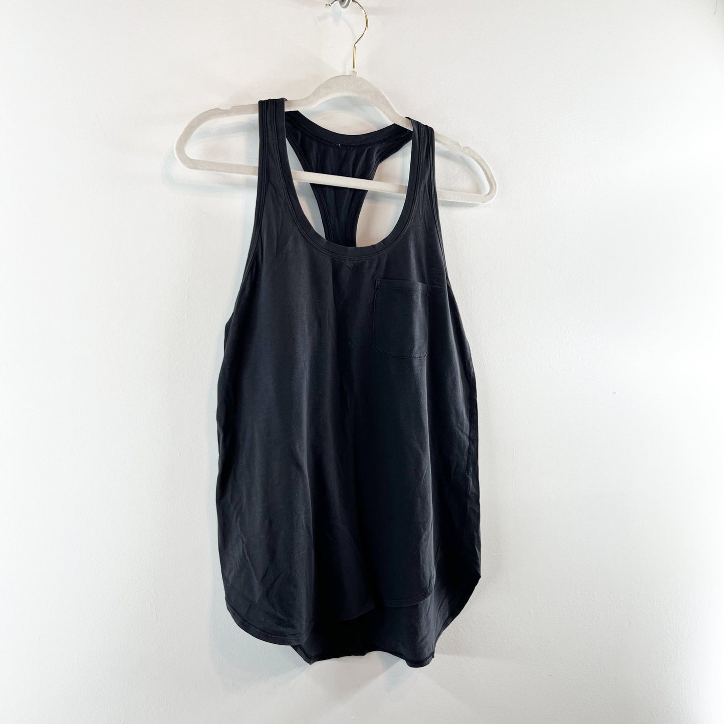 Lululemon Yogi Scoopneck Pocket Racerback Curved Hem Tank Top Black Small