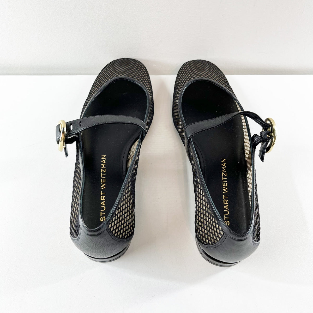 Stuart Weitzman Arabella Mesh Mary Jane Ballet Flats Black 10