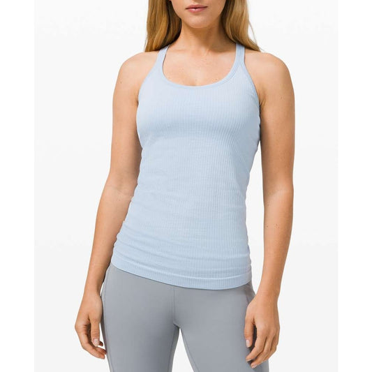 Lululemon Ebb To Street Tank Top Light Support For B/C Cup Blue Linen 6
