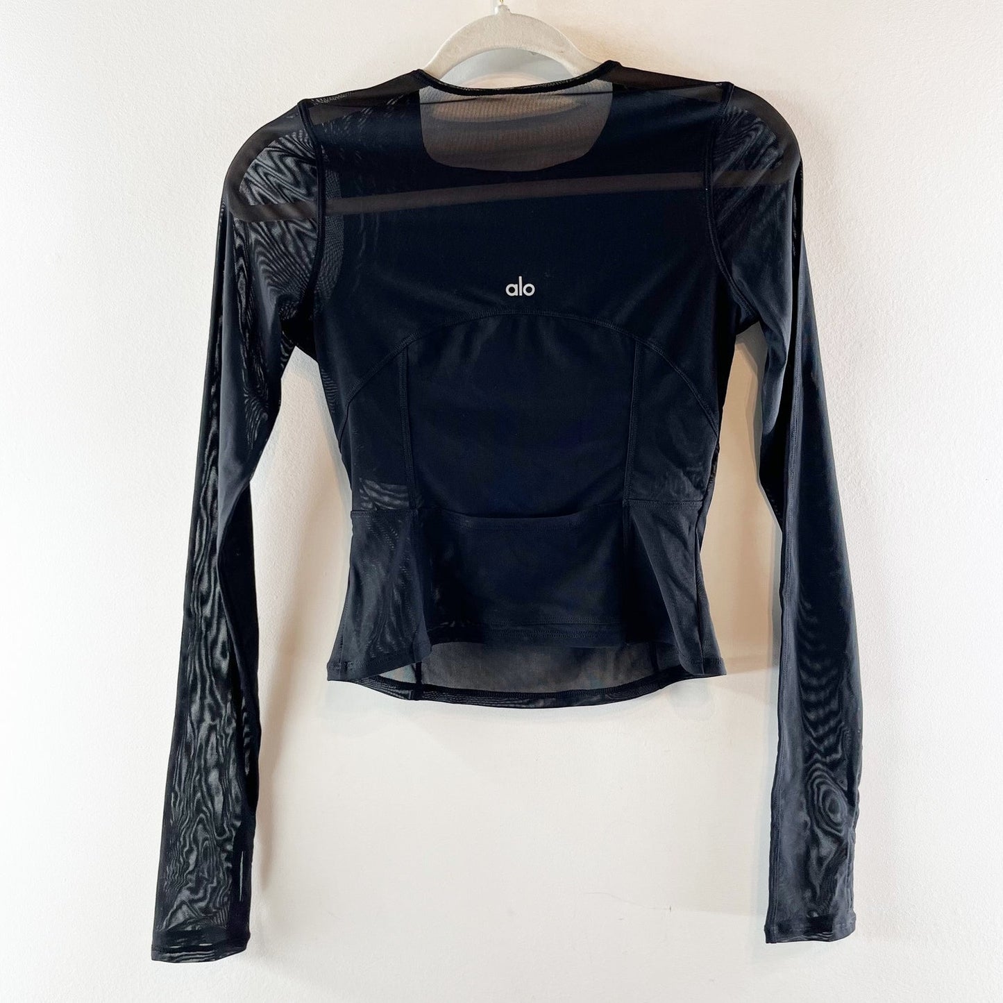 Alo Yoga Mesh Winter Twilight Long Sleeve Activewear T-Shirt Black Small