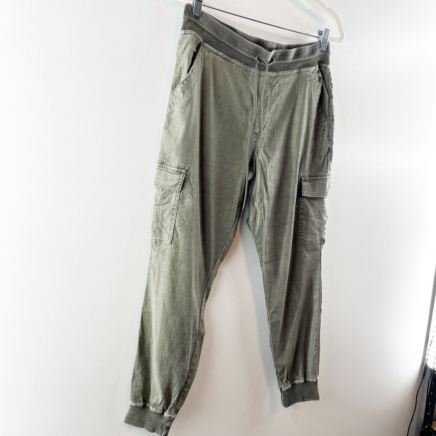 Level99 Relish Pull On High Waisted Cargo Jogger Pants Olive Green Medium