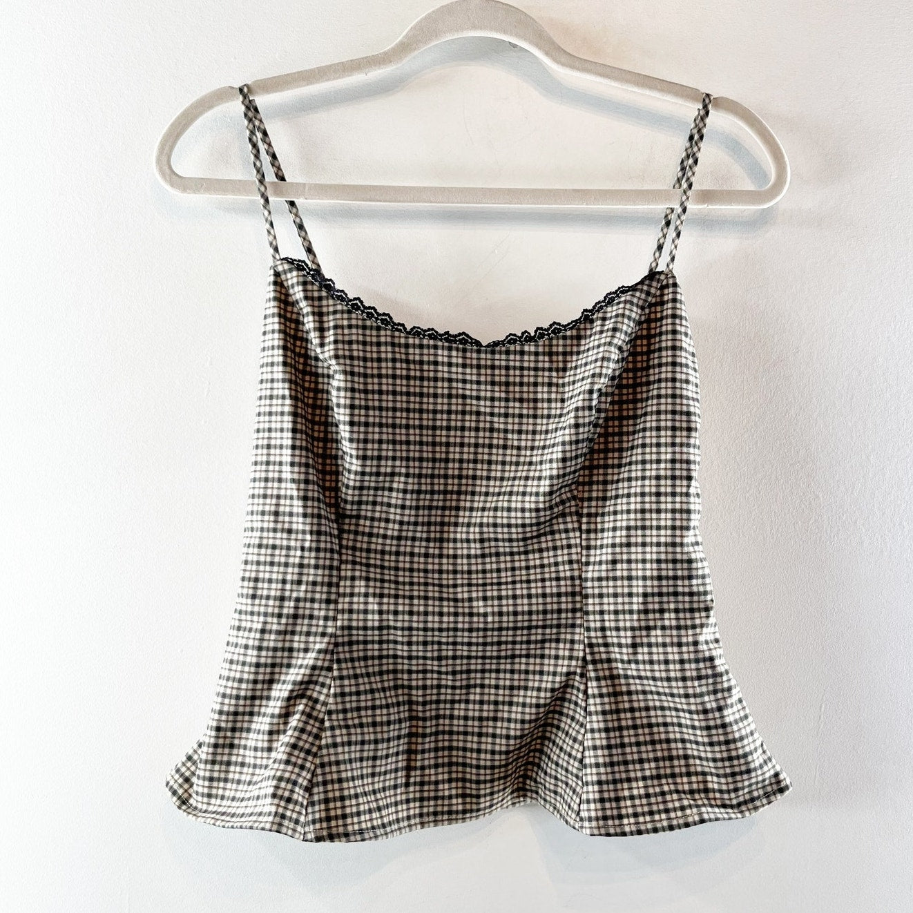 Reformation Genevieve Sleeveless Smocked Strappy Peplum Top Green Plaid 6