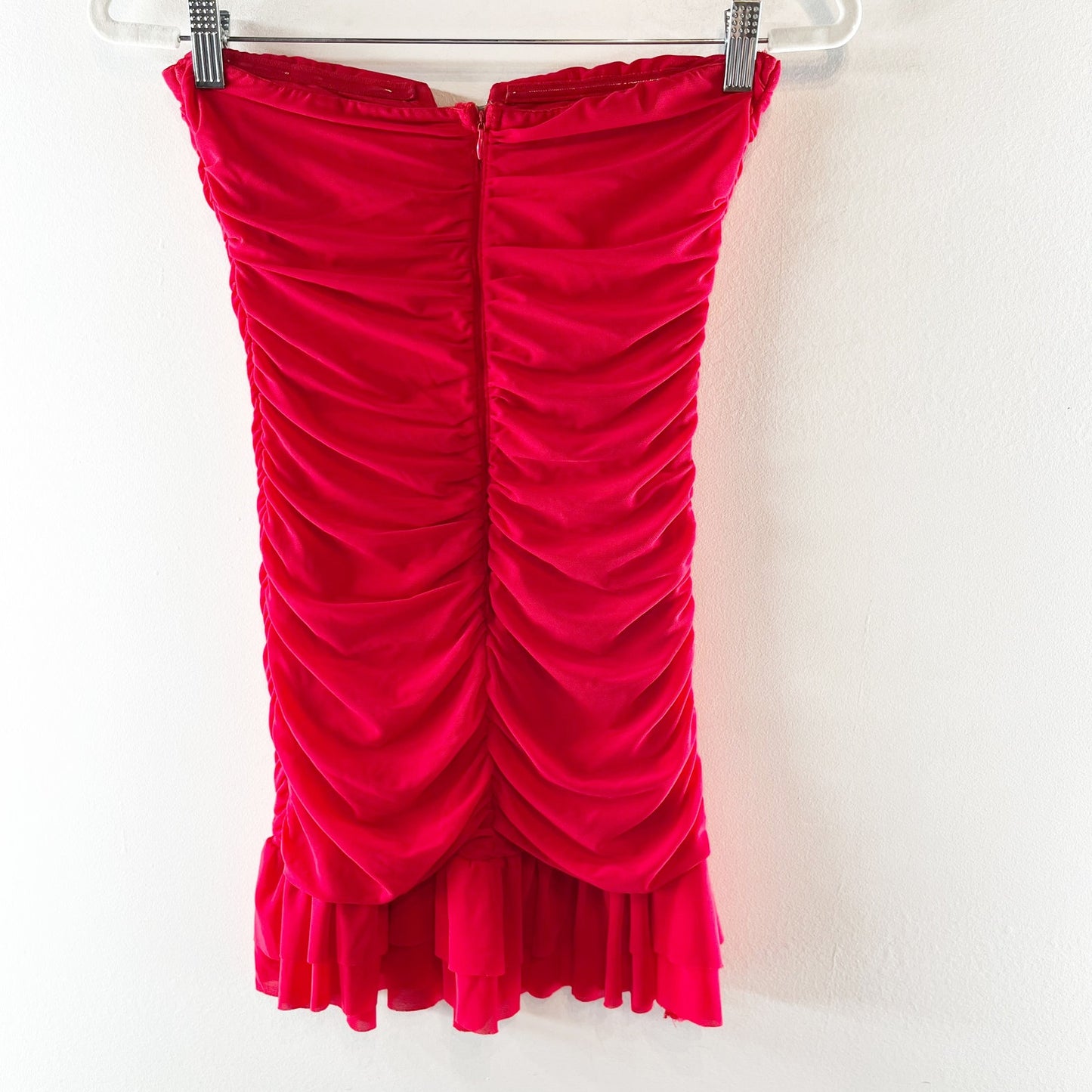 Hello Molly Blossoming Romance Strapless Ruched Cutout Mini Dress Red 6