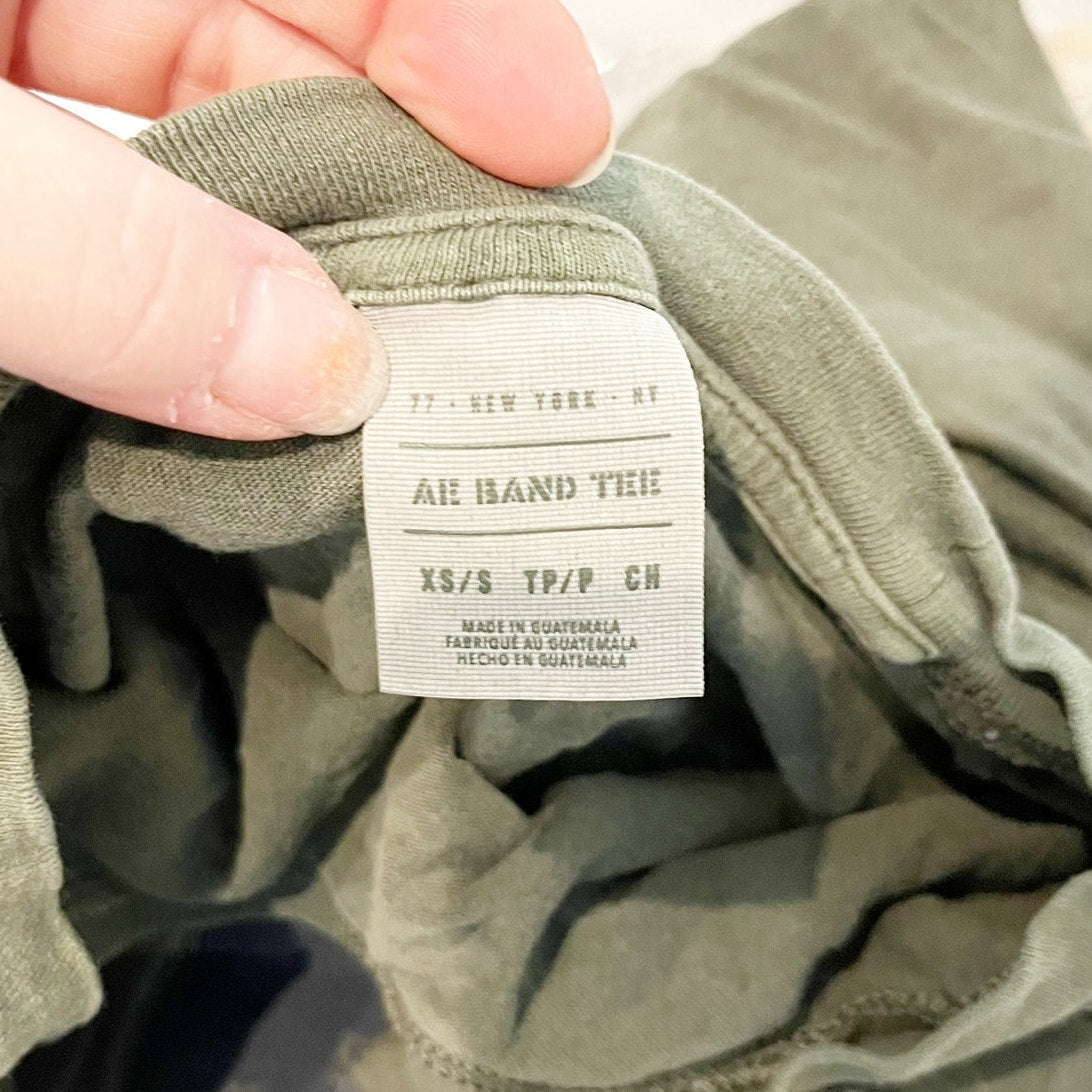 American Eagle Short Sleeve Janis Joplin Band Graphic Tee Shirt Green XS