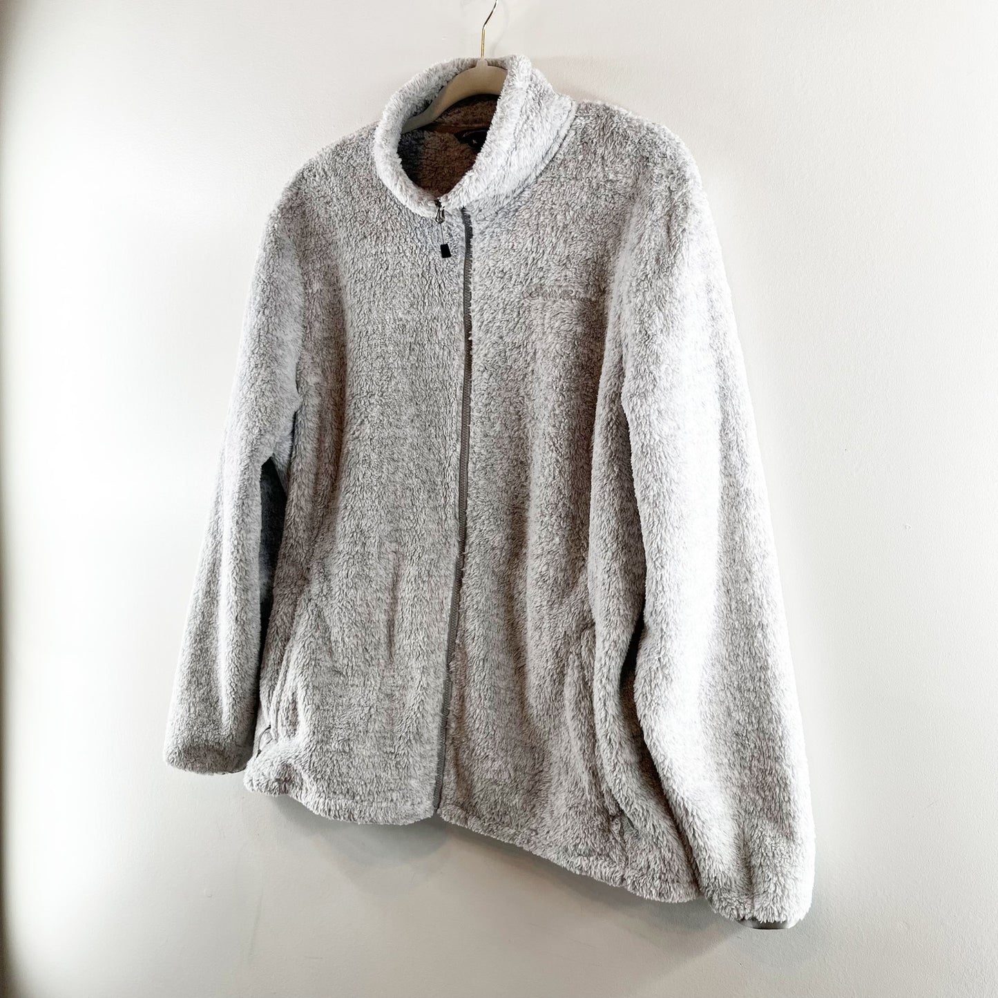 Eddie Bauer Full Zip Long Sleeve Fleece Jacket Gray 2X