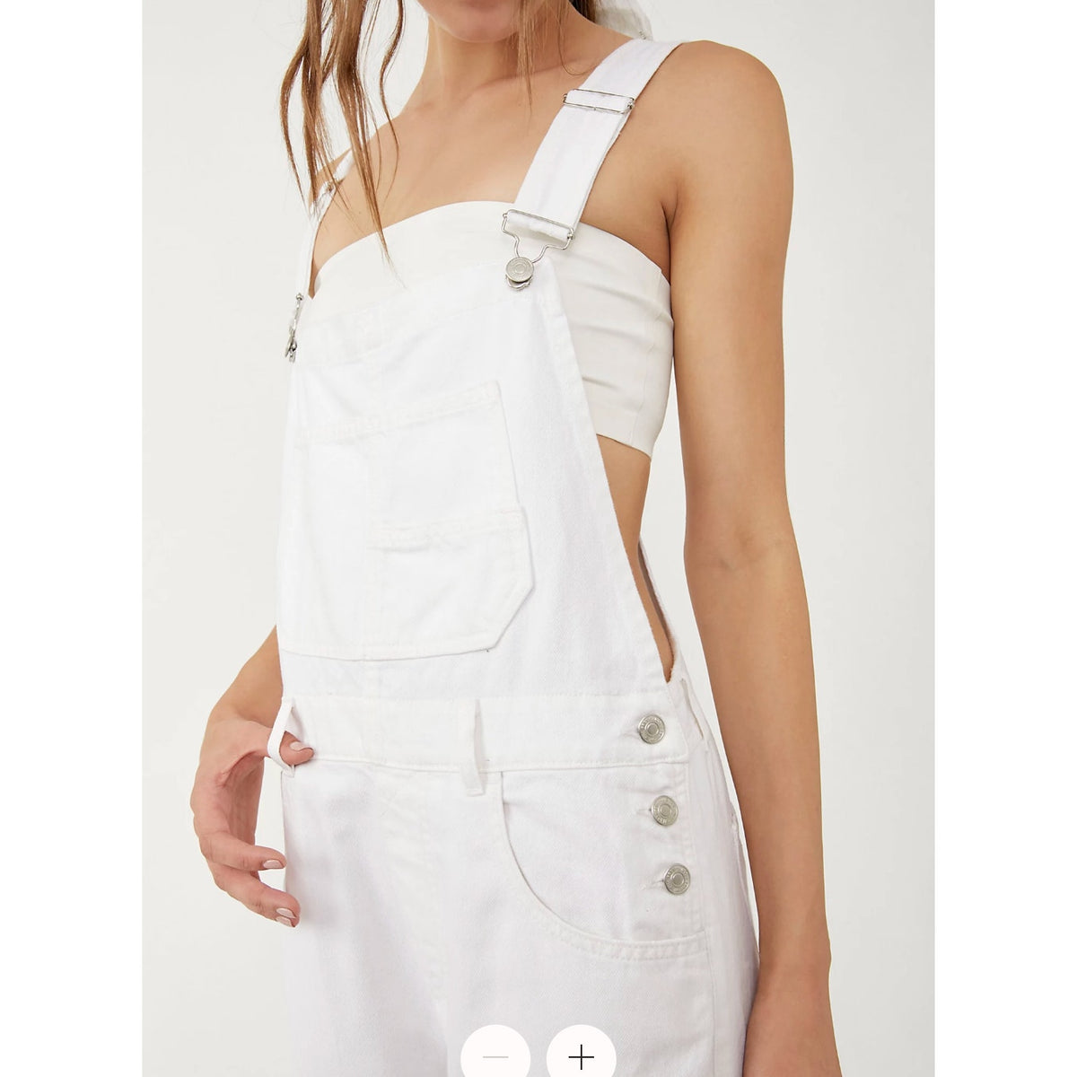 Free People Ziggy Denim Bib Overalls White XS