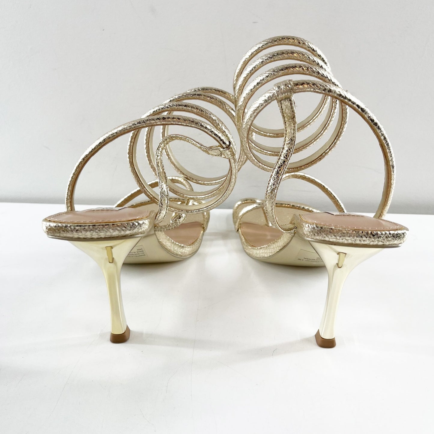 Steve Madden Shantelle Ankle Wrap Strappy Square Toe Sandals Gold Snake 8.5