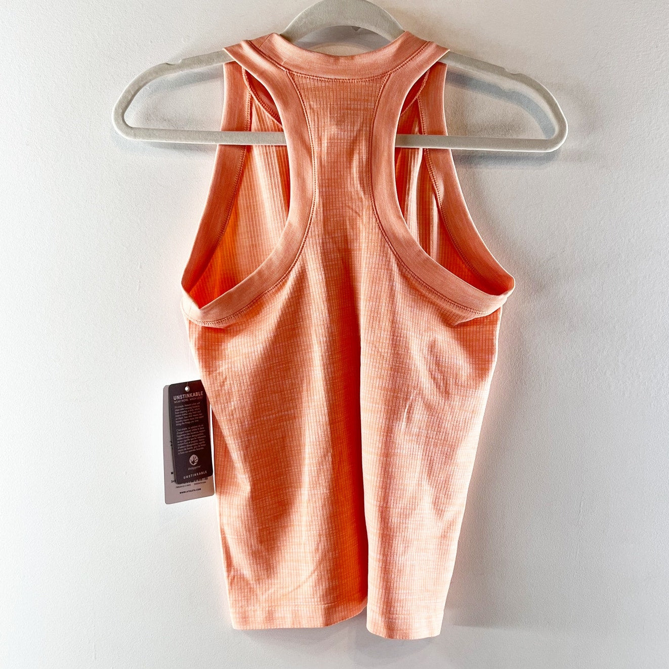 Athleta Renew Ribbed High Neck Racerback Tank Top Space Dye Heather Orange M