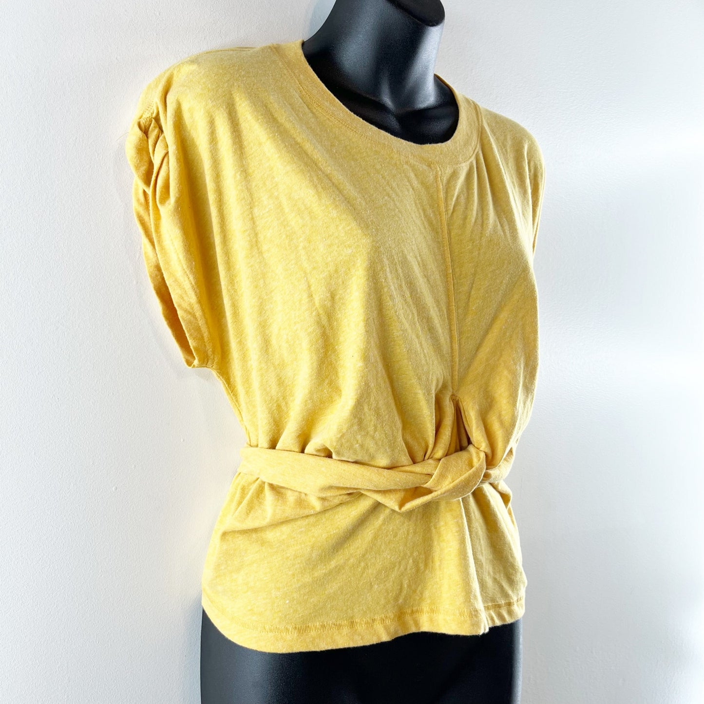 Free People Movement Swaying Sunflowers Wrap Tie Short Sleeve T-Shirt Yellow S