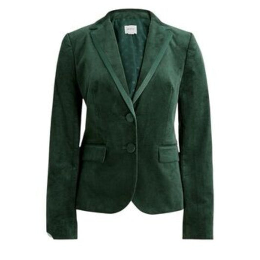 J. Crew Velvet Schoolboy Blazer Jacket Dark Green Size 14