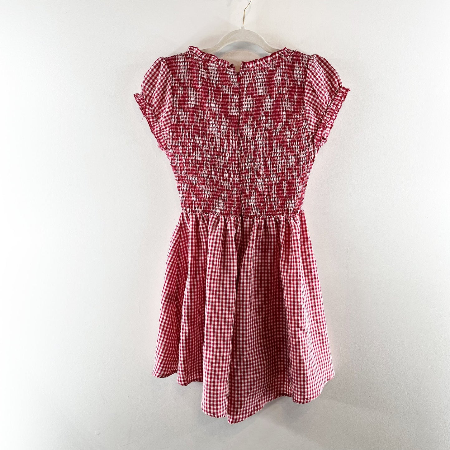 Princess Polly Wescott Short Puff Sleeve Gingham Romper Red White 6