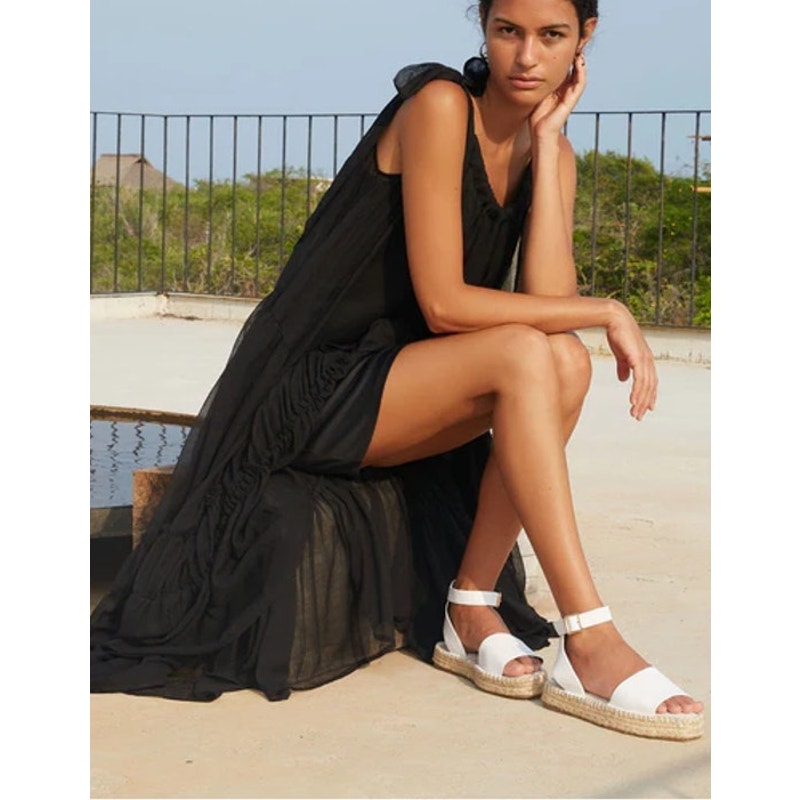 Lovestitch Smoke And Mirrors Sheer Tiered Asymmetric Maxi Dress Black Small