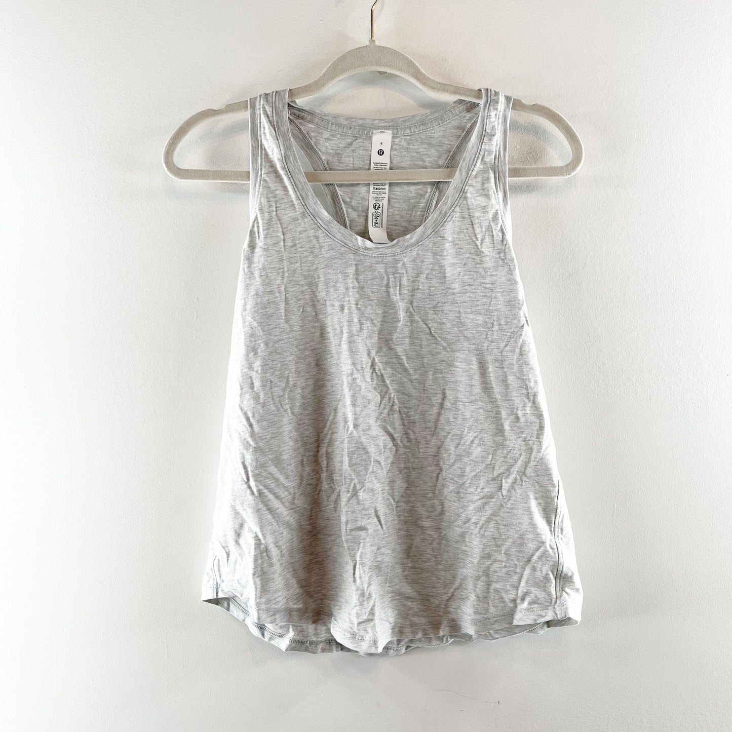 Lululemon Love Pima Cotton Racerback Tank Top Heathered Core Light Grey 6