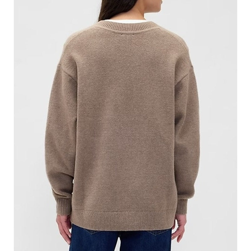 GAP Cashsoft V Neck Oversized Sweater Toasted Almond Brown XS Petite