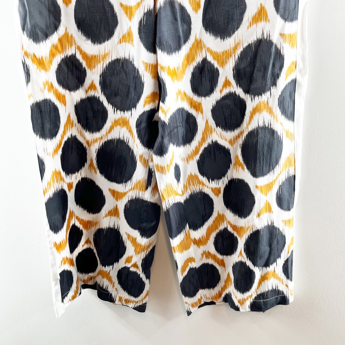 Anthropologie x Maeve Wellesley Ikat Print Wide Leg Trouser Pants Black 12 P