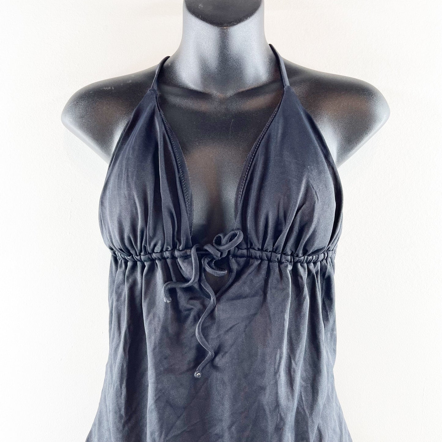 J. Crew Plunge Tie Front One Piece Bathing Suit Black Medium