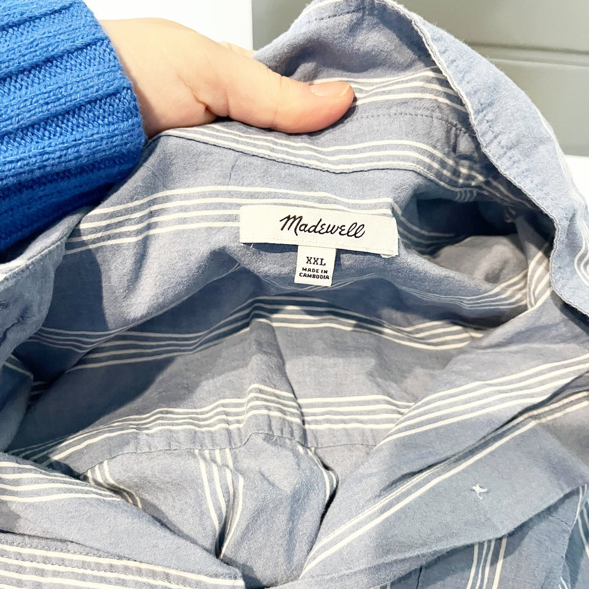 Madewell The Signature Poplin Striped Oversized Shirt Dark Mediterranean XXL