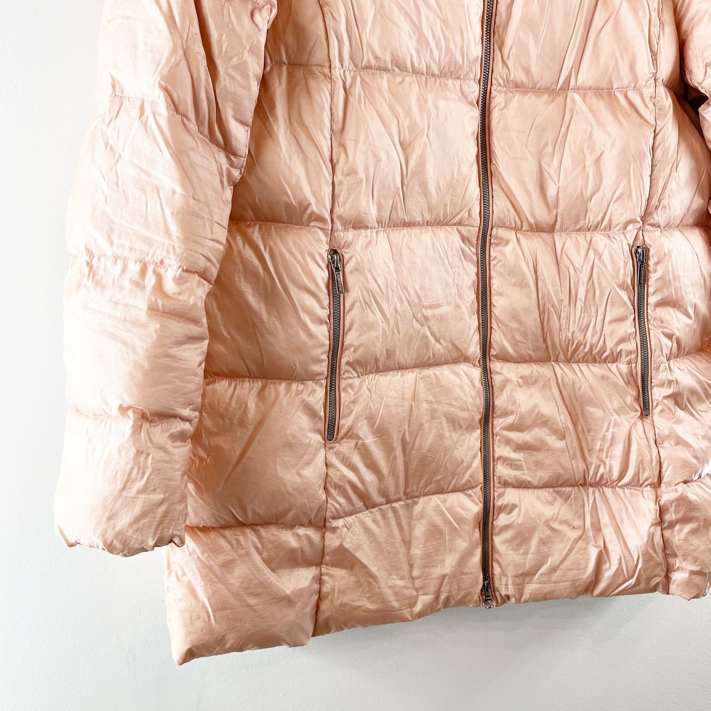 Lands' End Sheen Quilted Mid Length Big Puffer 90% Down Jacket Pink Large