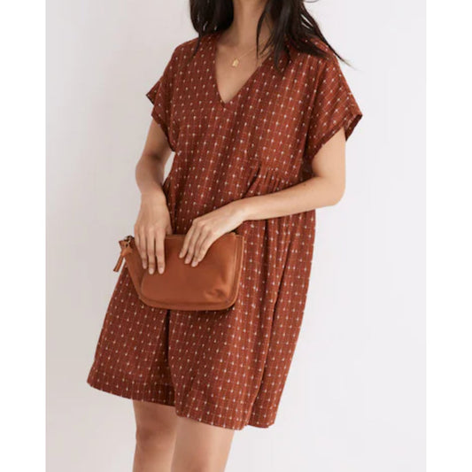 Madewell Jacquard Dolman Tunic Mini Dress Redwood Red Medium