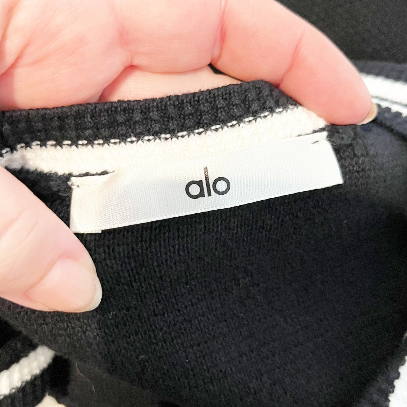 Alo Tennis Club Sweater Knit Mini Dress Black White Small