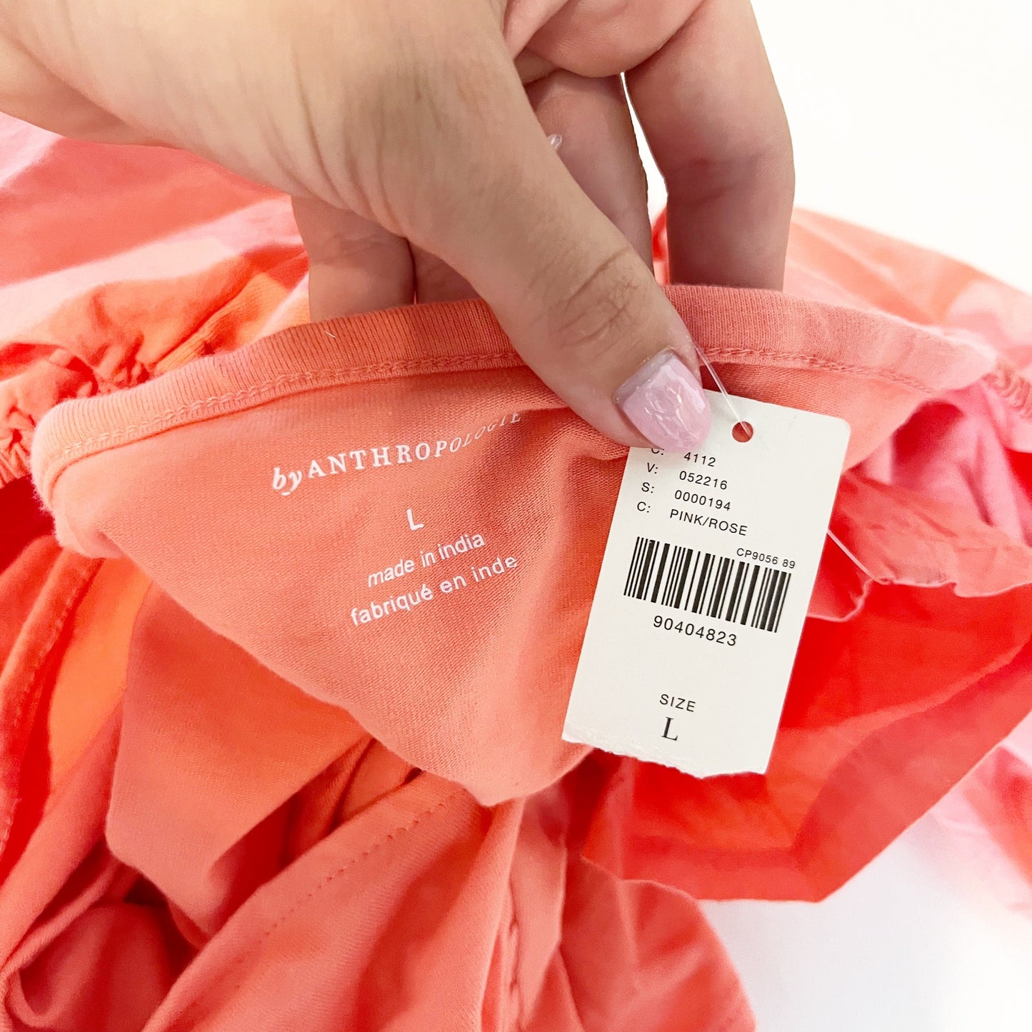 Anthropologie Wrap Short Puff Sleeve Tee Shirt Top Coral Pink Large