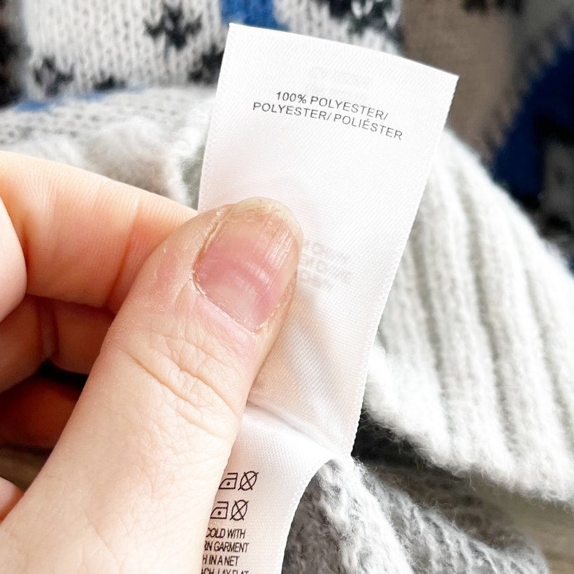 Lucky Brand Crewneck Fair Isle Long Sleeve Sweater Gray Blue Large