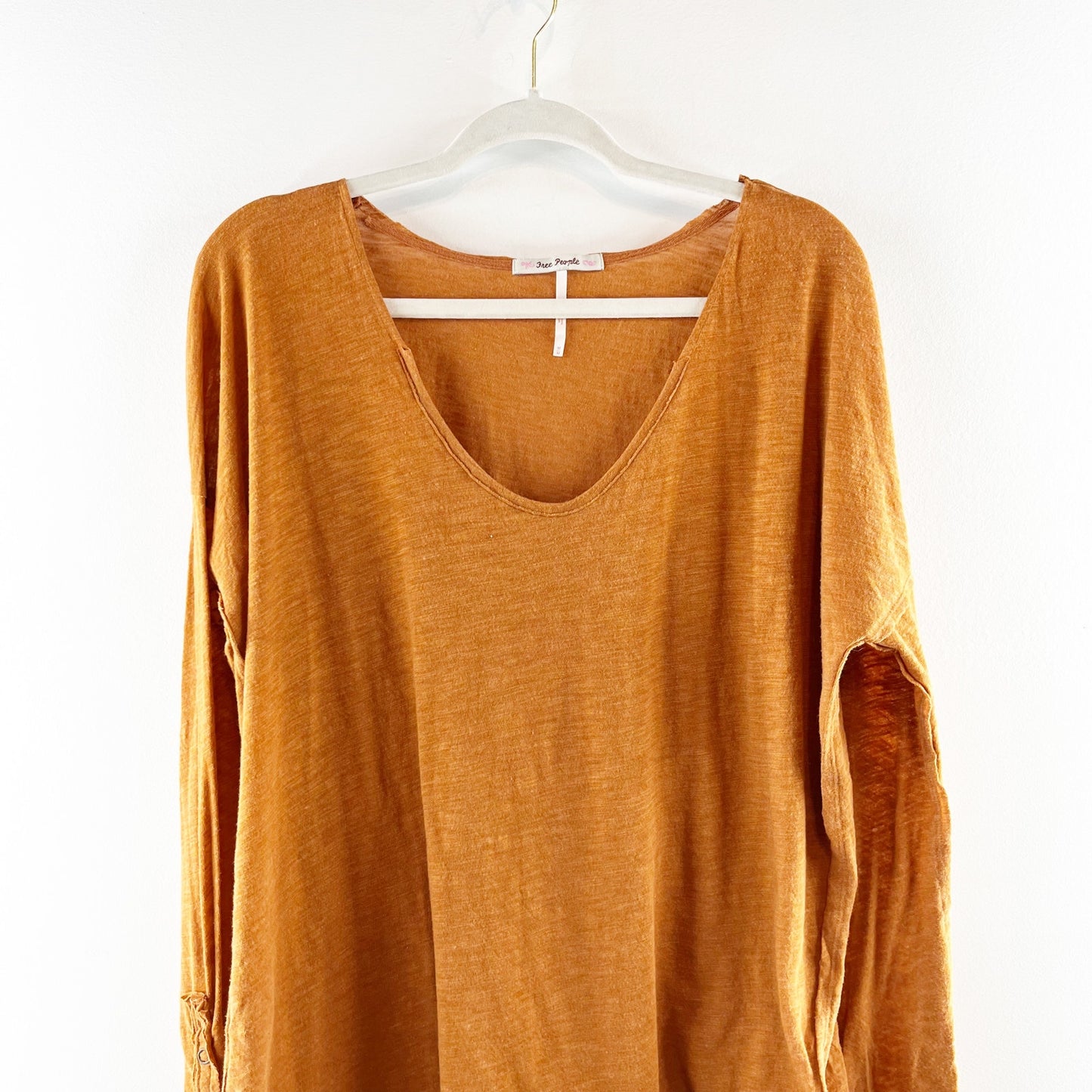 Free People Sienna Snap Cuff Scoopneck Oversized Tee Shirt Gold Bronze Medium