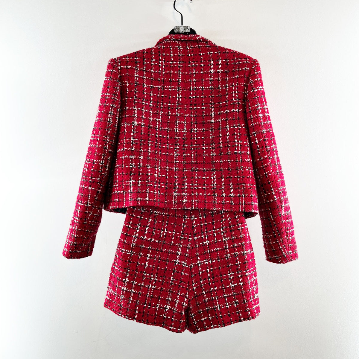 ZARA Tweed Blazer and Mini Skort Matching Set Red XS / S
