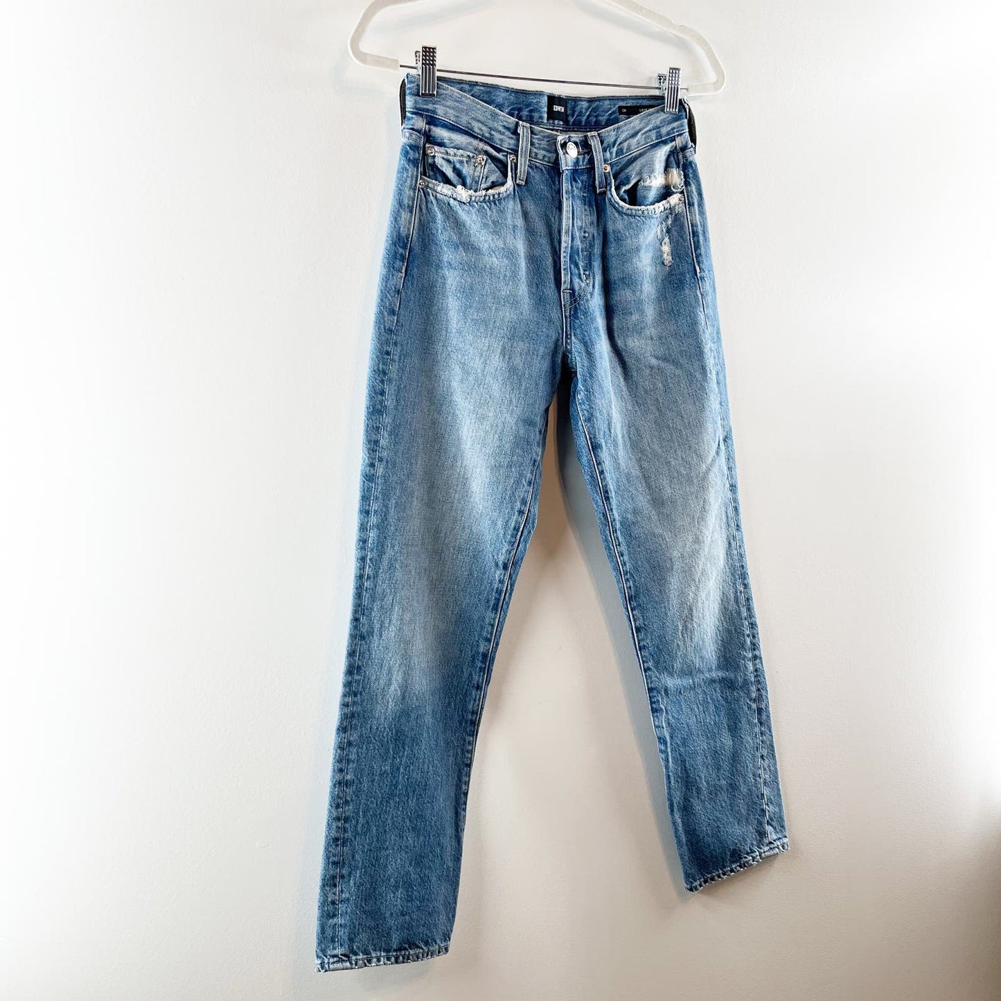 Edwin Cai Straight Leg High Rise Button Fly Jeans Blue 25 / 0