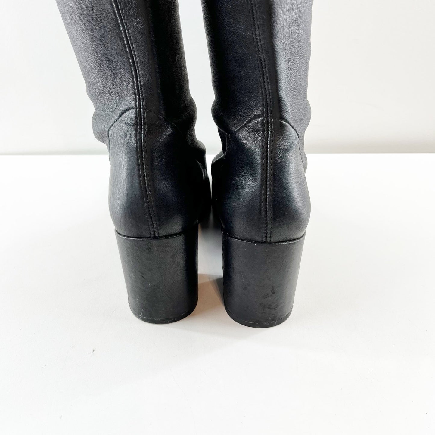 Stuart Weitzman Tieland Stretch Nappa Leather Over-the-Knee Boots Black 8M