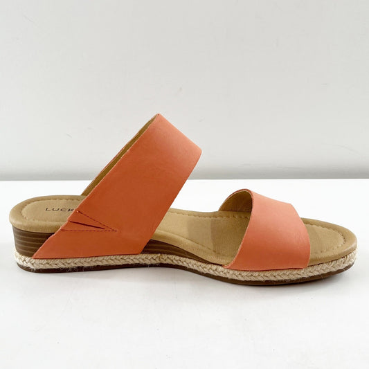 Lucky Brand Wyntor Double Strap Leather Slide Sandal Coral Pink 11