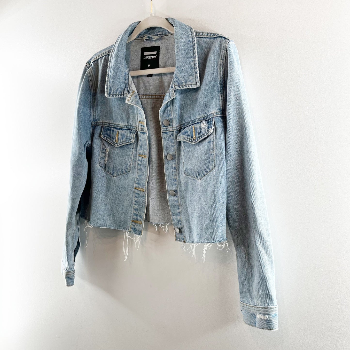 Dr. Denim Jeanie Cotton Cropped Denim Jean Jacket Light Retro Ripped Medium