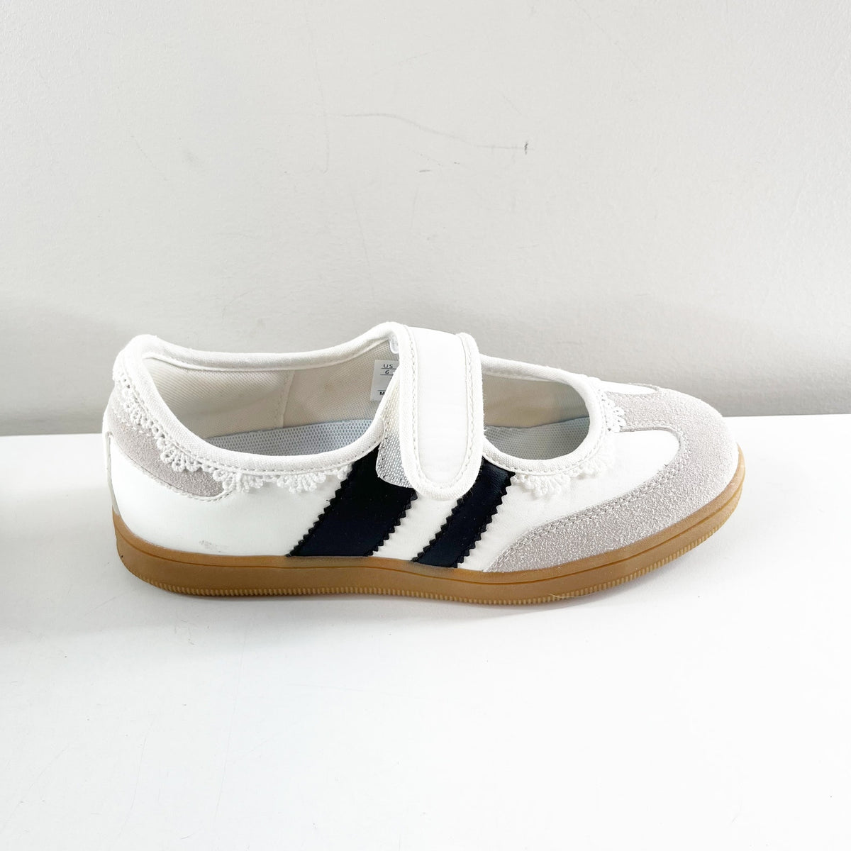 Leying Sporty Striped Ballet Flat Mary Jane Shoes Sneakers White Black 6