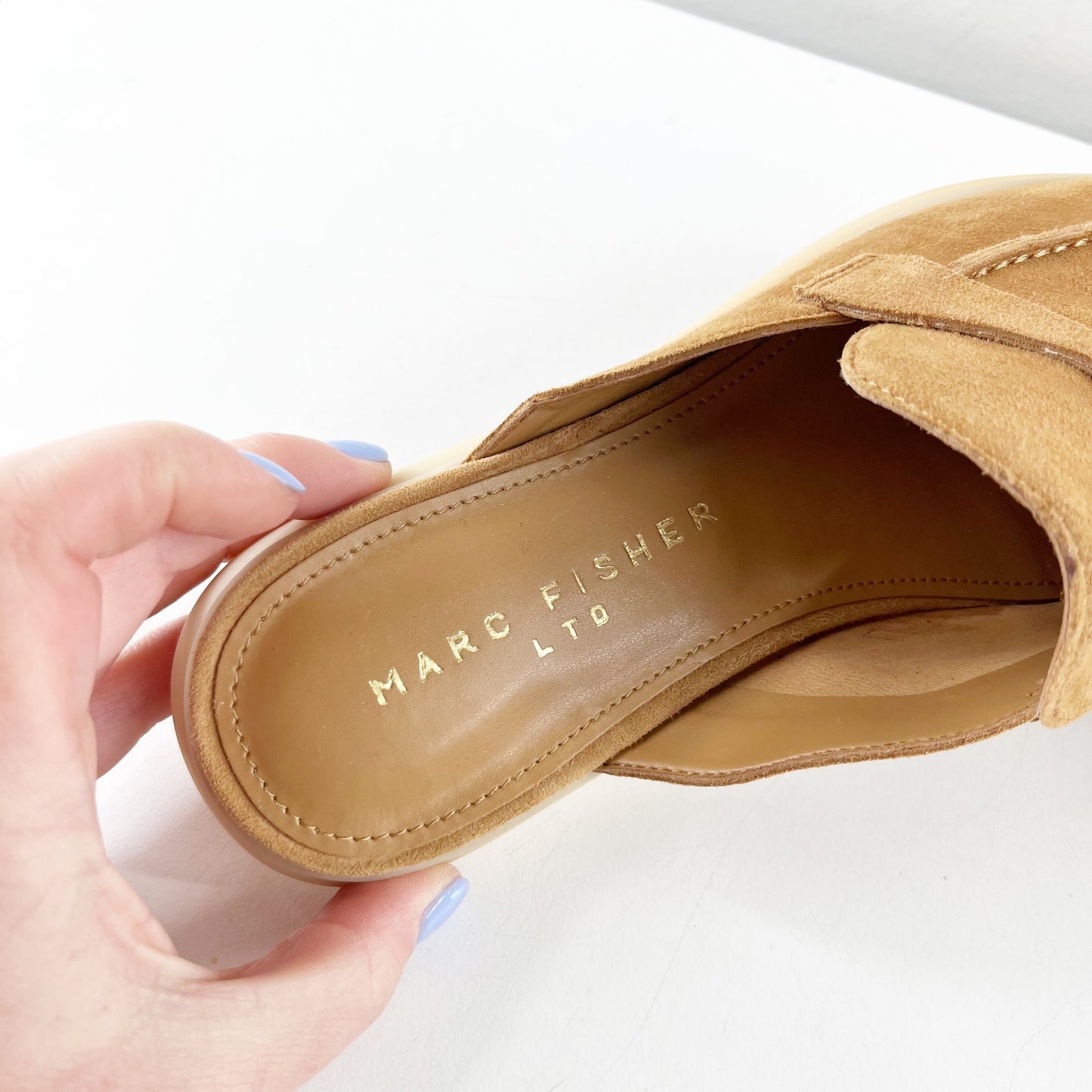 Marc Fisher Yarila Slip On Suede Loafer Mule Brown 7.5