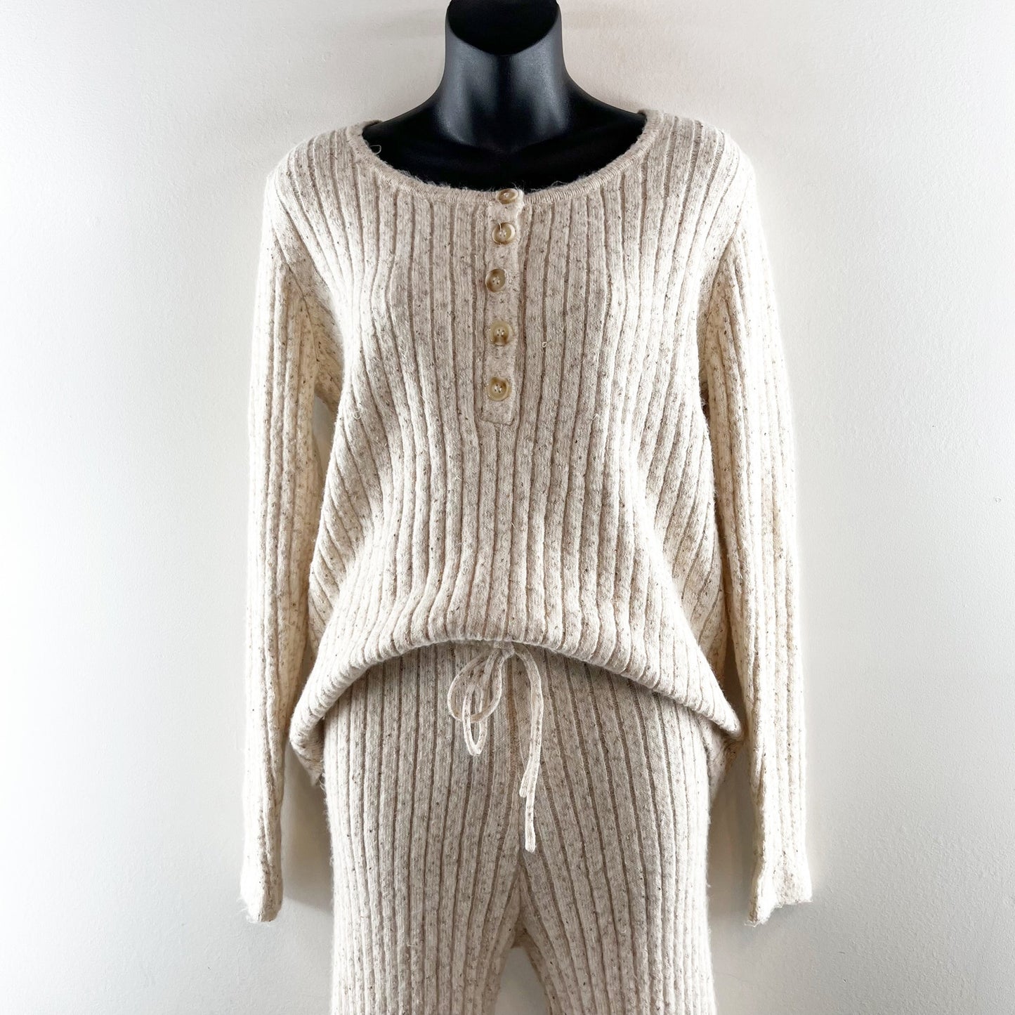 Heartloom Nikita Pant & Lilah Sweater Loungewear 2 Piece Set Oat Medium / Large