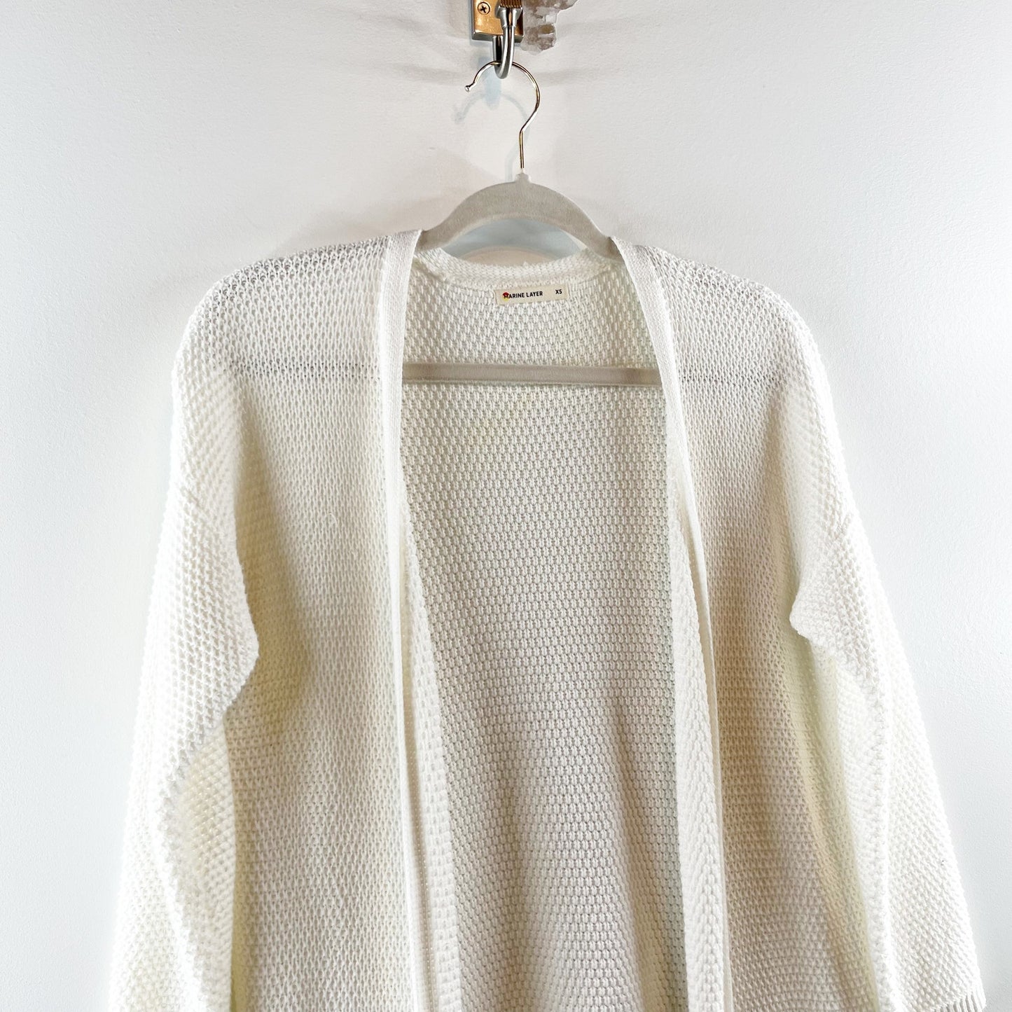 Marine Layer Long Sleeve Open Front Textured Cotton Catalina Cardigan Sweater XS