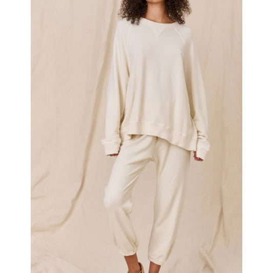 The Great The Slouch Sweatshirt & Stadium Sweatpants Set Cream XS / S