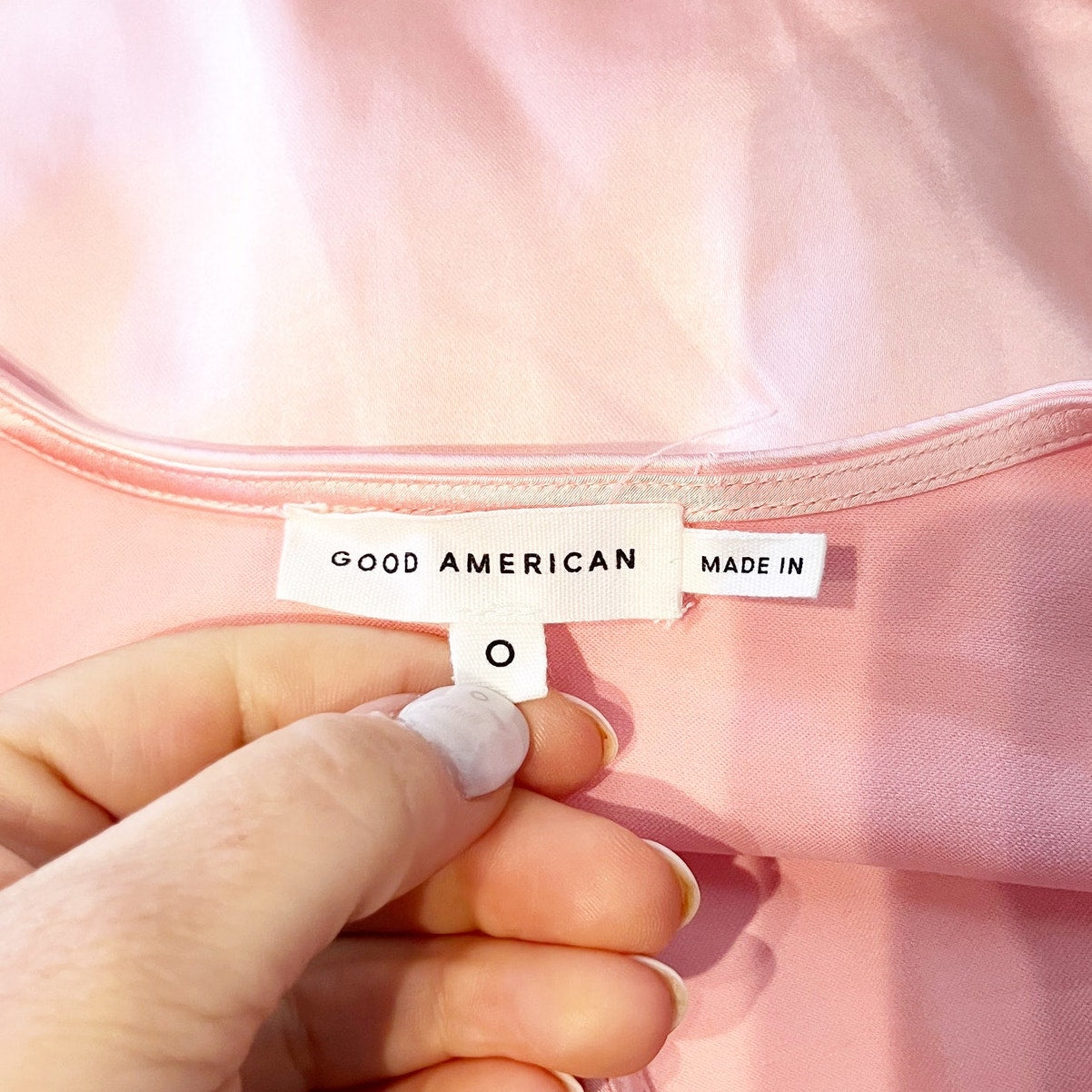 Good American Washed Satin Sleeveless Wrap Bodysuit Tank Top Bubble Pink 0
