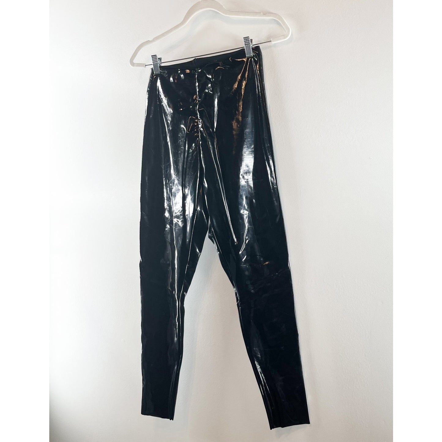 Commando Compression High Waisted Patent Faux Leather Shiny Leggings Black Large