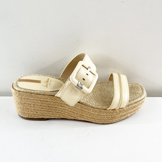 Sam Edelman Carson Platform Wedge Espadrille Sandals Cream 7