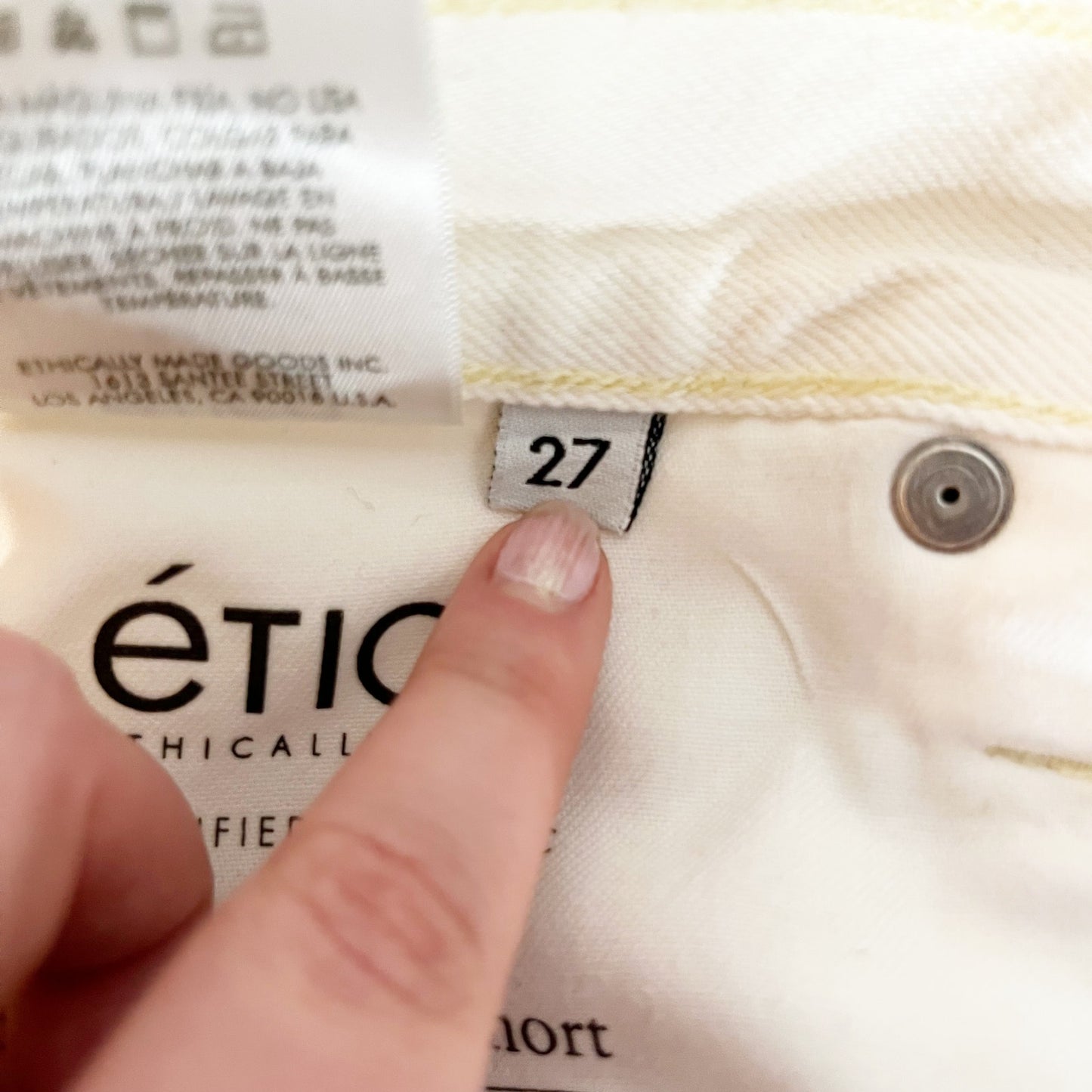 Etica High Rise Raw Hem Skylar Denim Cutoff Jean Denim Shorts Cream White 27