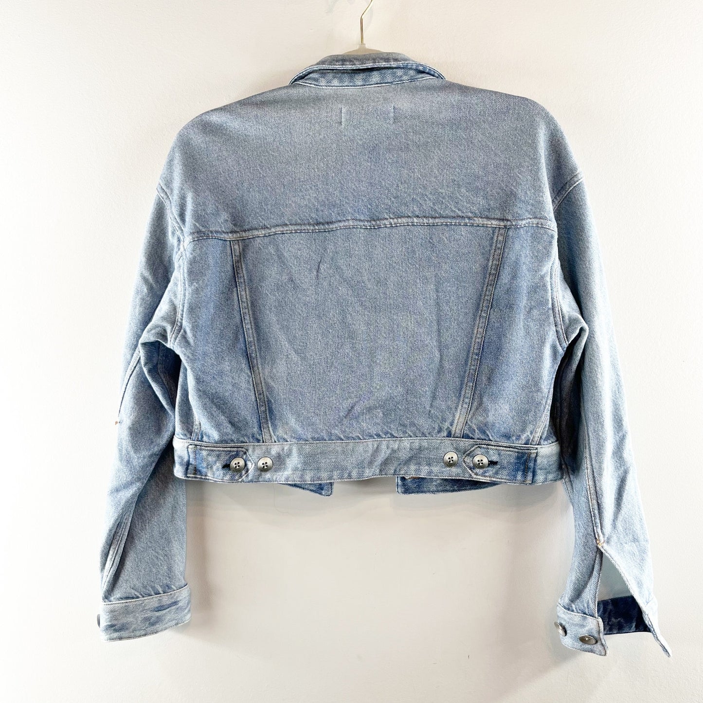 Rag & Bone Miramar Cotton Light Wash Denim Crop Trucker Jacket Blue Small