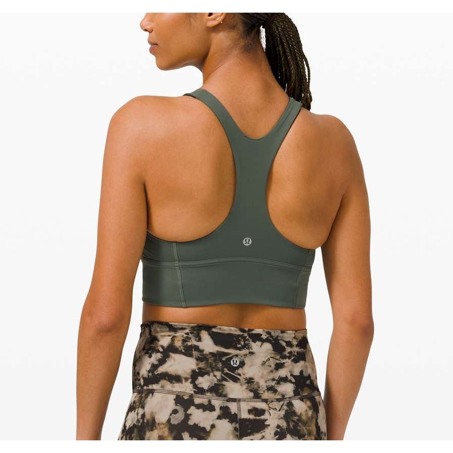 Lululemon Wunder Train Long-Line Bra Medium Support C/D Cups Smoked Spruce Green