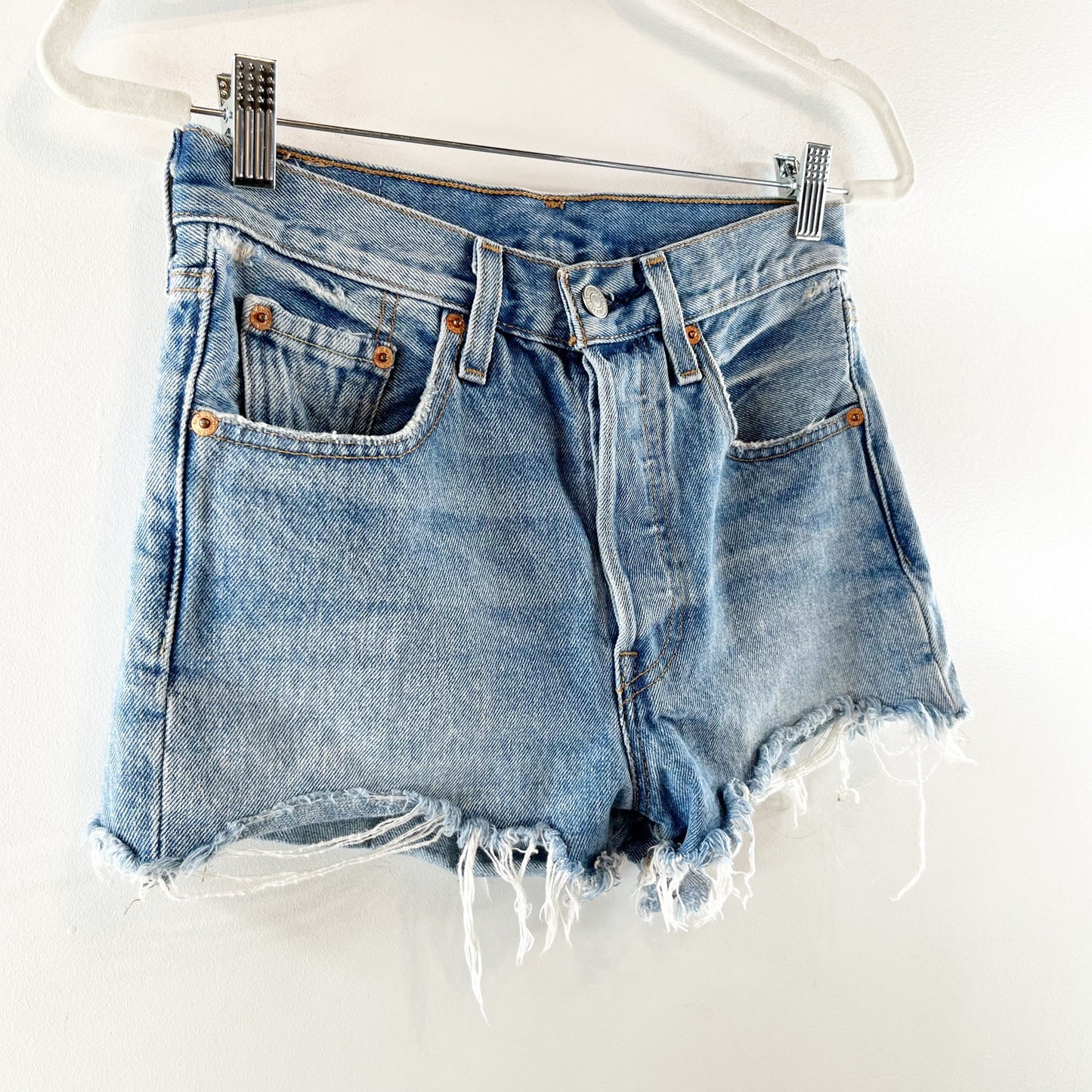 Levi's 501 High Rise Button Fly Cutoff Jean Denim Shorts Blue 25 / 0